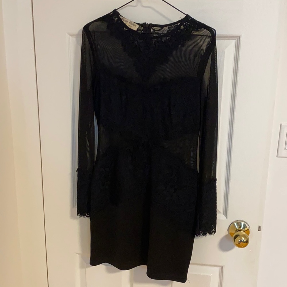 Black lace mini dress